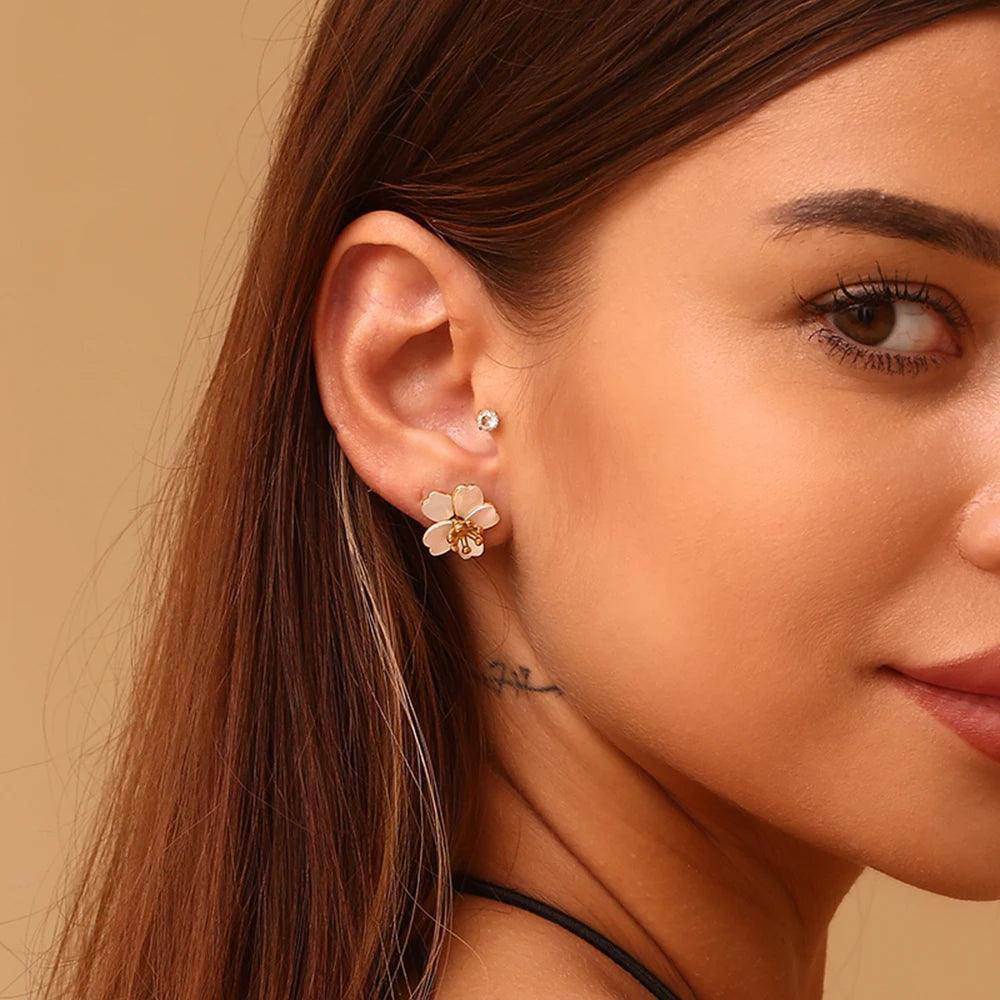 18K Gold Plated Cherry Blossom Stainless Steel Tarnish Free Earrings - Tarot Treasures