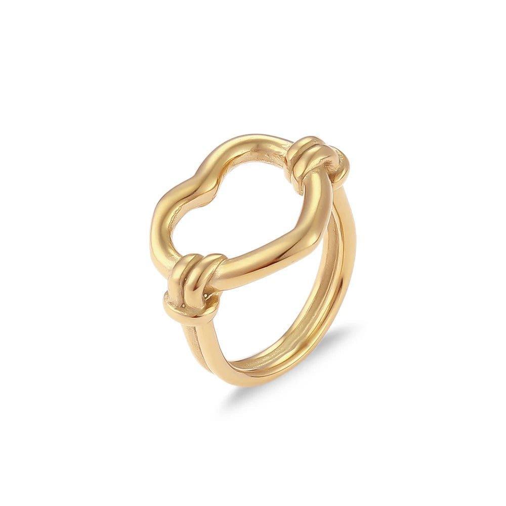 18K Gold Plated Heart Stainless Steel Tarnish Free Rings - Tarot Treasures