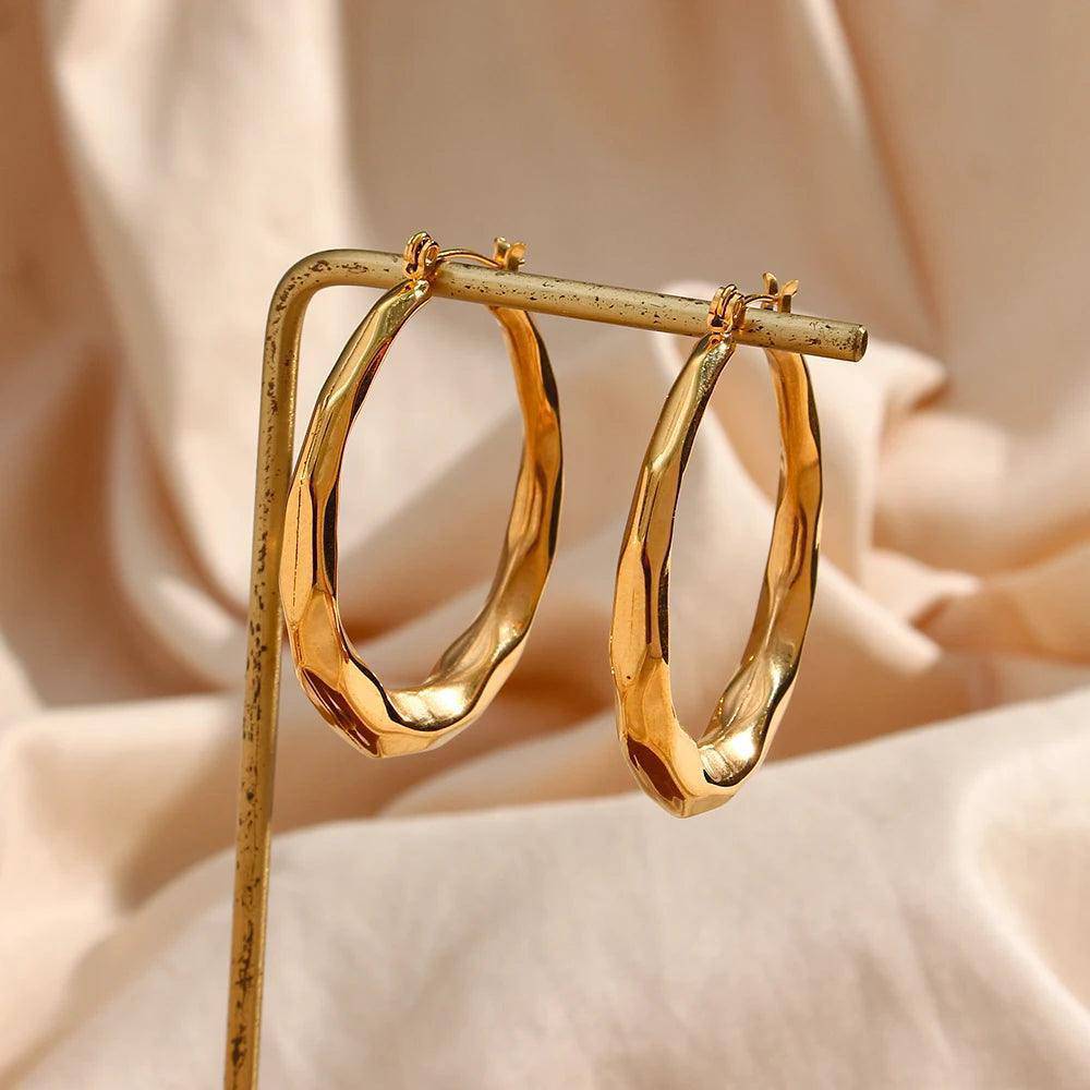 18K Gold Plated Hollow Stainless Steel Tarnish Free Hoops - Tarot Treasures