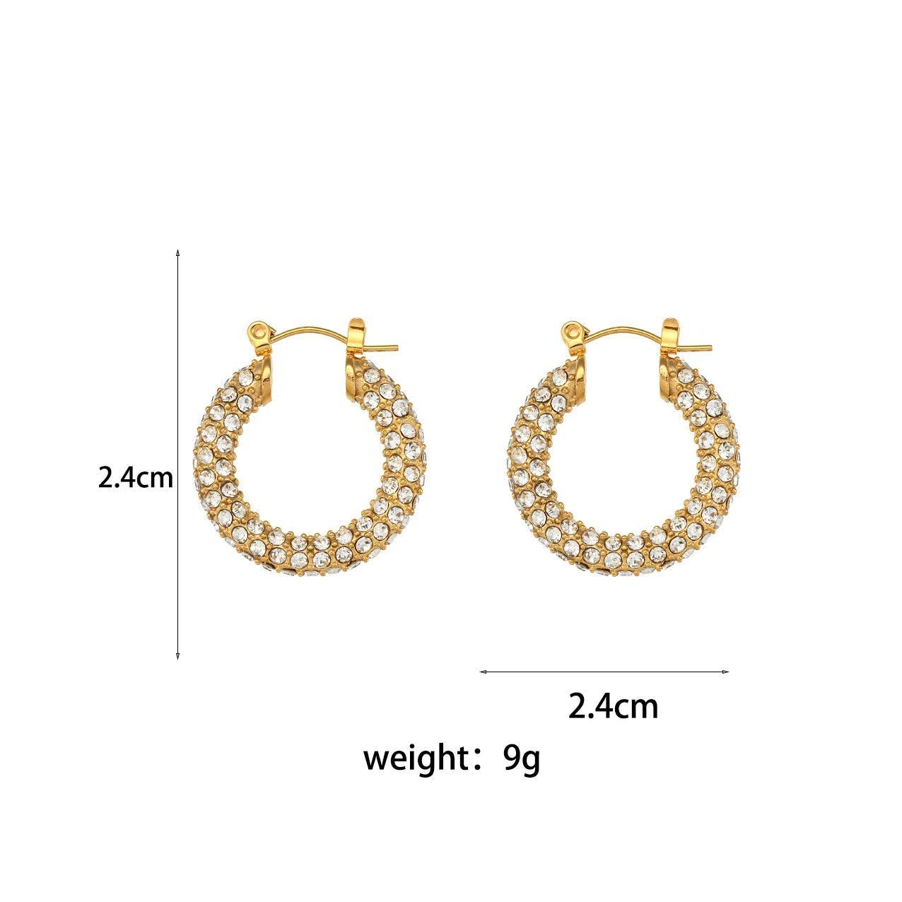 E.B.belle New Delicate Quality Luxury 3A Zircon Hoop Earrings Stainless Steel Jewelry 18K Gold Plated Clear Crystal Earrings - Tarot Treasures