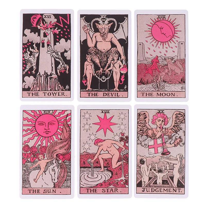 Pink 78 Piece Tarot Card Deck For Beginners - Tarot Treasures