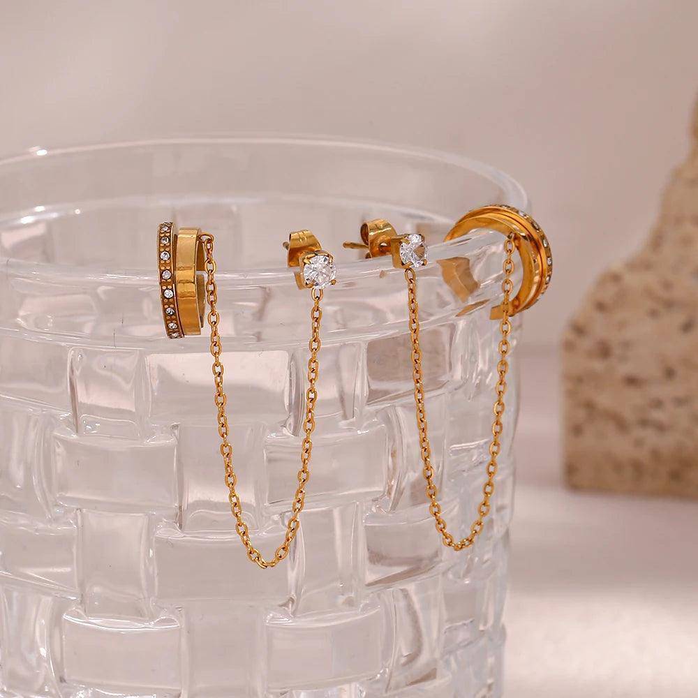 Rhinestone Stainless Steel Tarnish Free Ear Cuff Earrings - Tarot Treasures