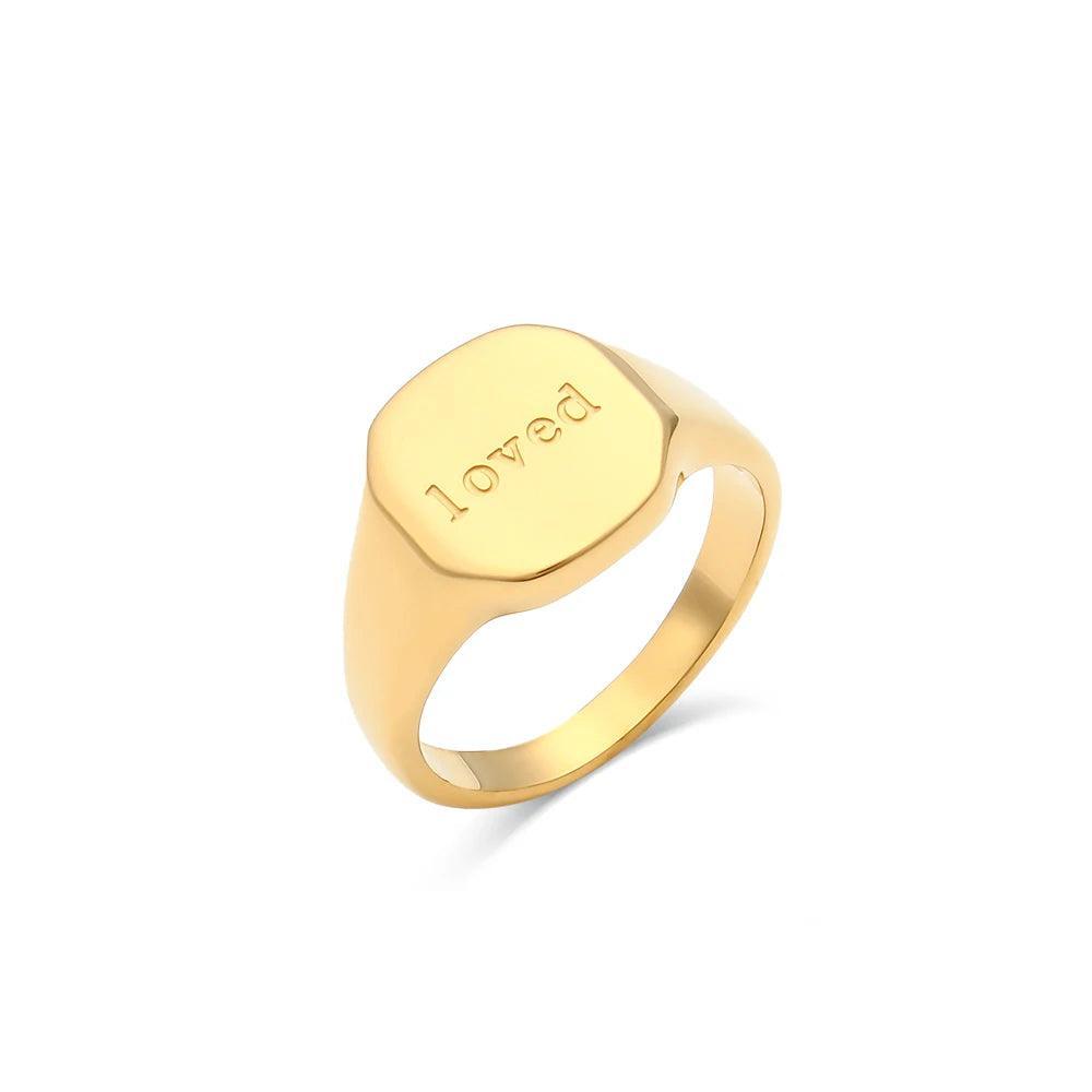 Self Love Engraved Stainless Steel Tarnish Free Rings - Tarot Treasures