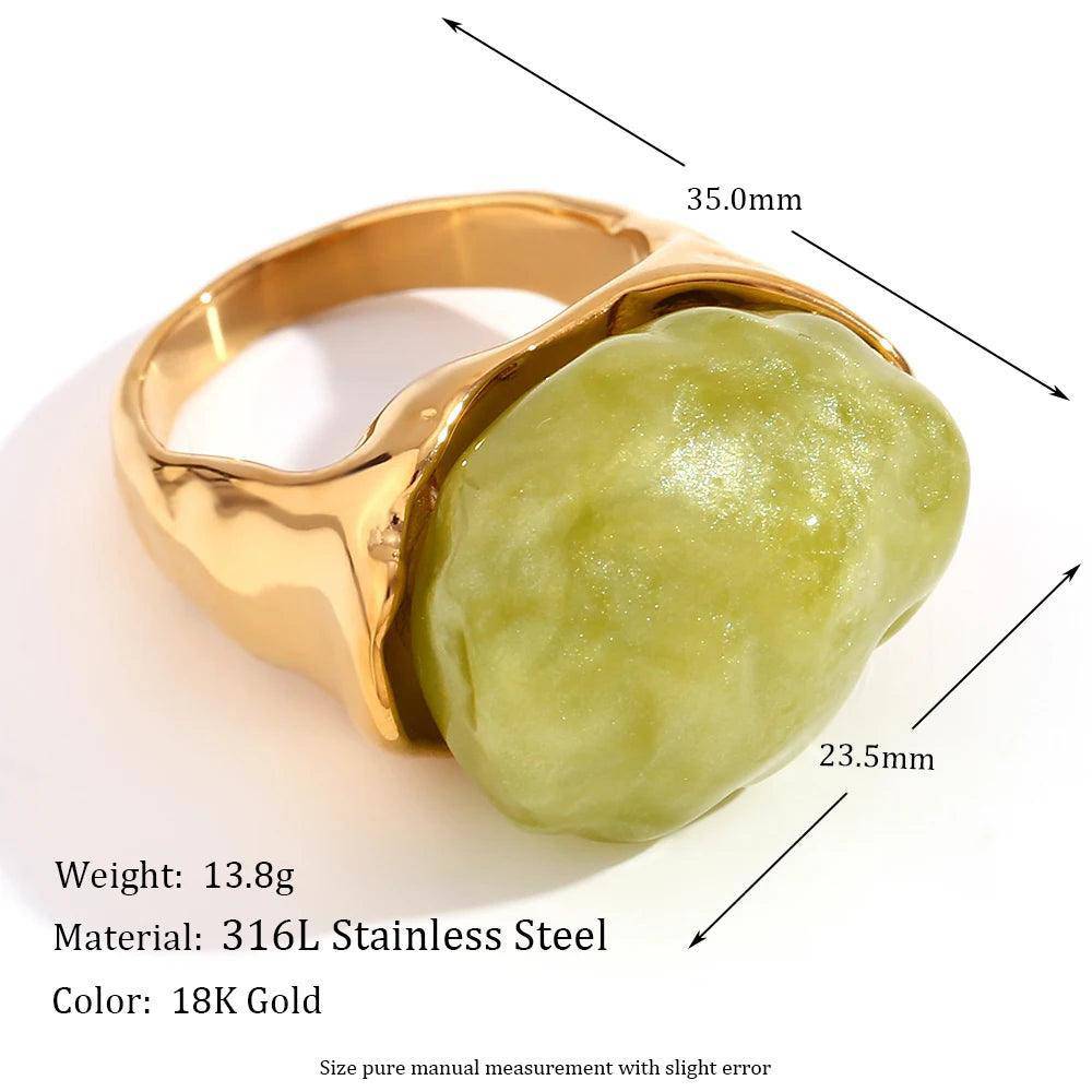 Vintage Gold Plated Stone Stainless Steel Tarnish Free Ring - Tarot Treasures