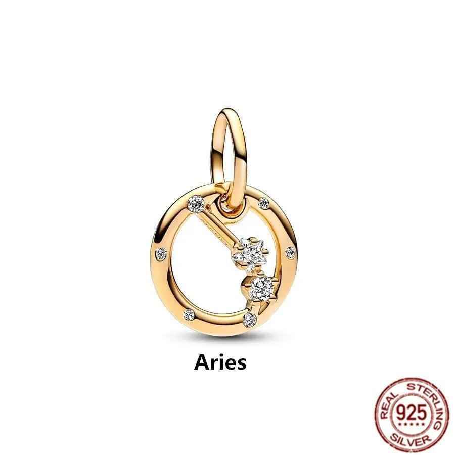 925 Sterling Silver Gold Plated Zodiac Sign Dangle Charms - Tarot Treasures