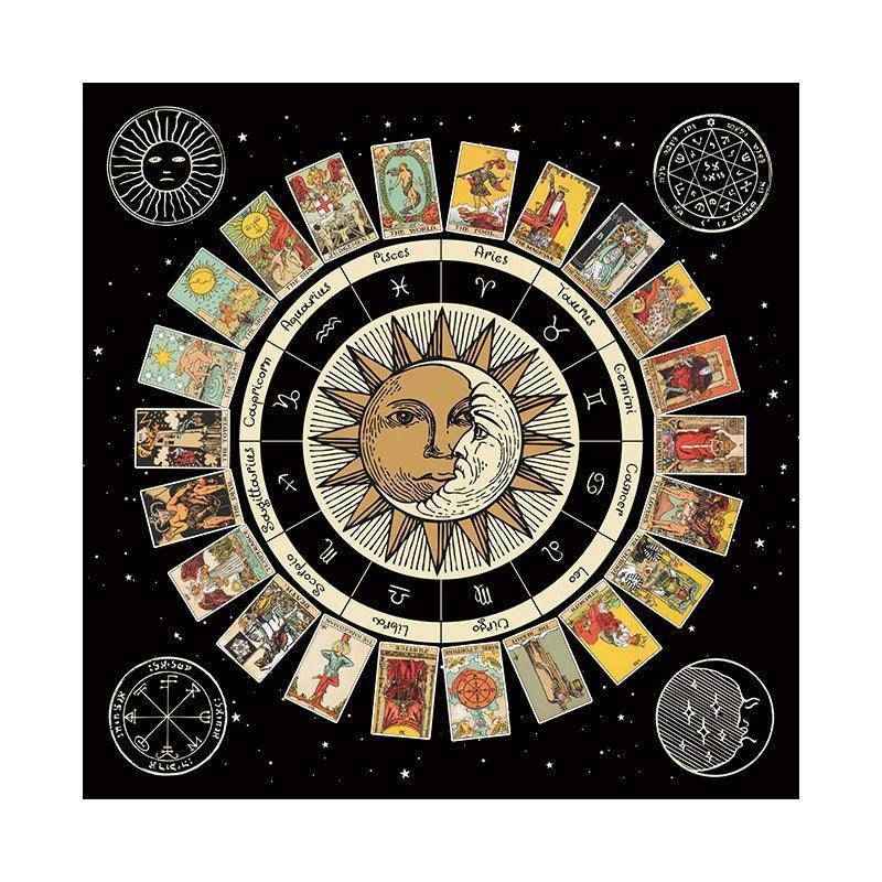 Zodiac and Sun Tarot Card Reading Divination Cloth