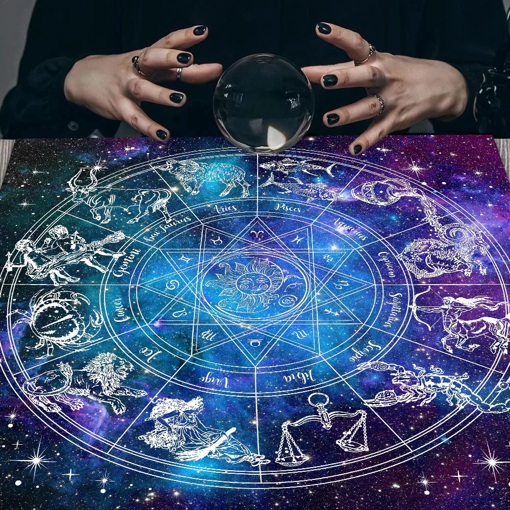 12 Constellations Celestial Zodiac Tarot Card Table and Altar Cloth - Tarot Treasures