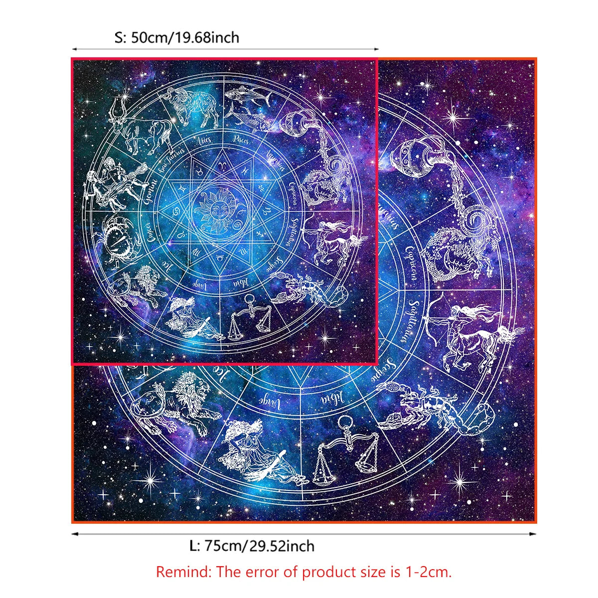 12 Constellations Celestial Zodiac Tarot Card Table and Altar Cloth - Tarot Treasures