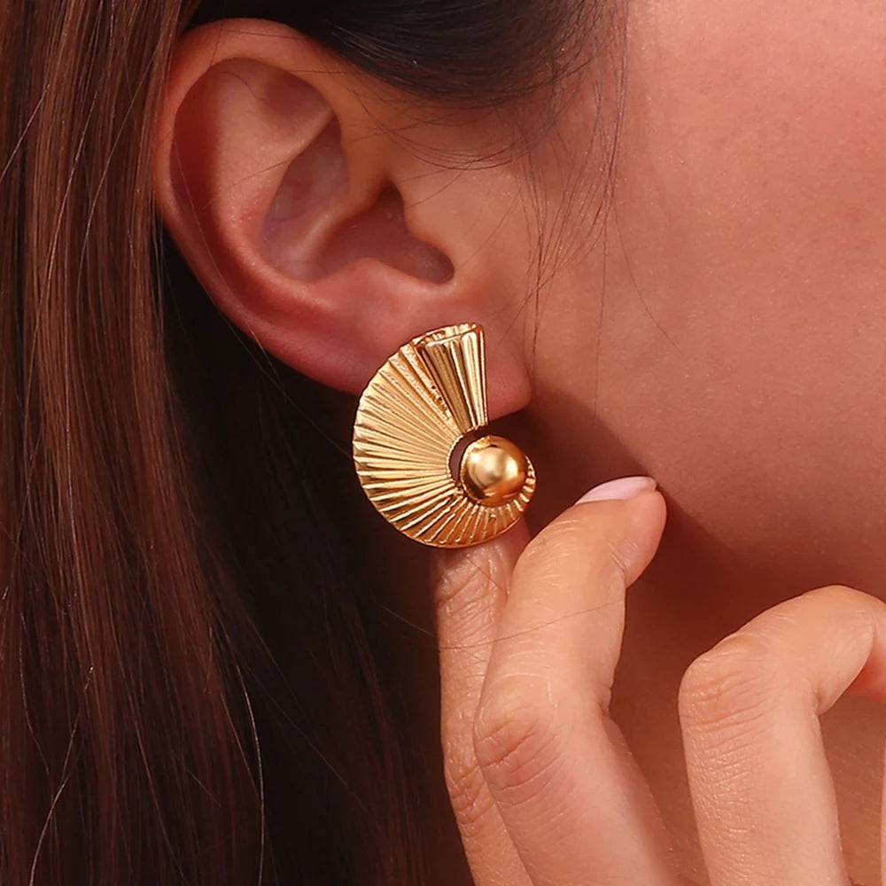 18K Gold Plated Stainless Steel Tarnish Free Spiral Earrings