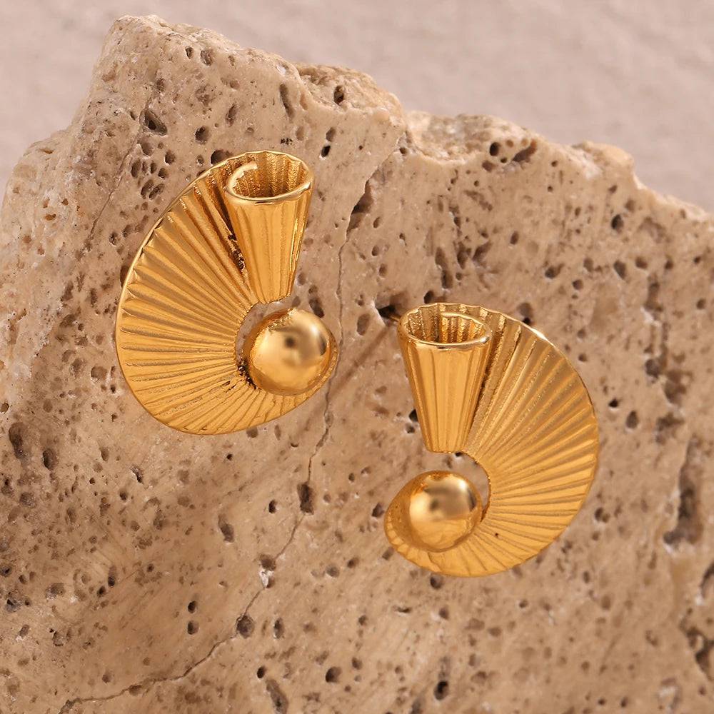 18K Gold Plated Stainless Steel Tarnish Free Spiral Earrings - Tarot Treasures