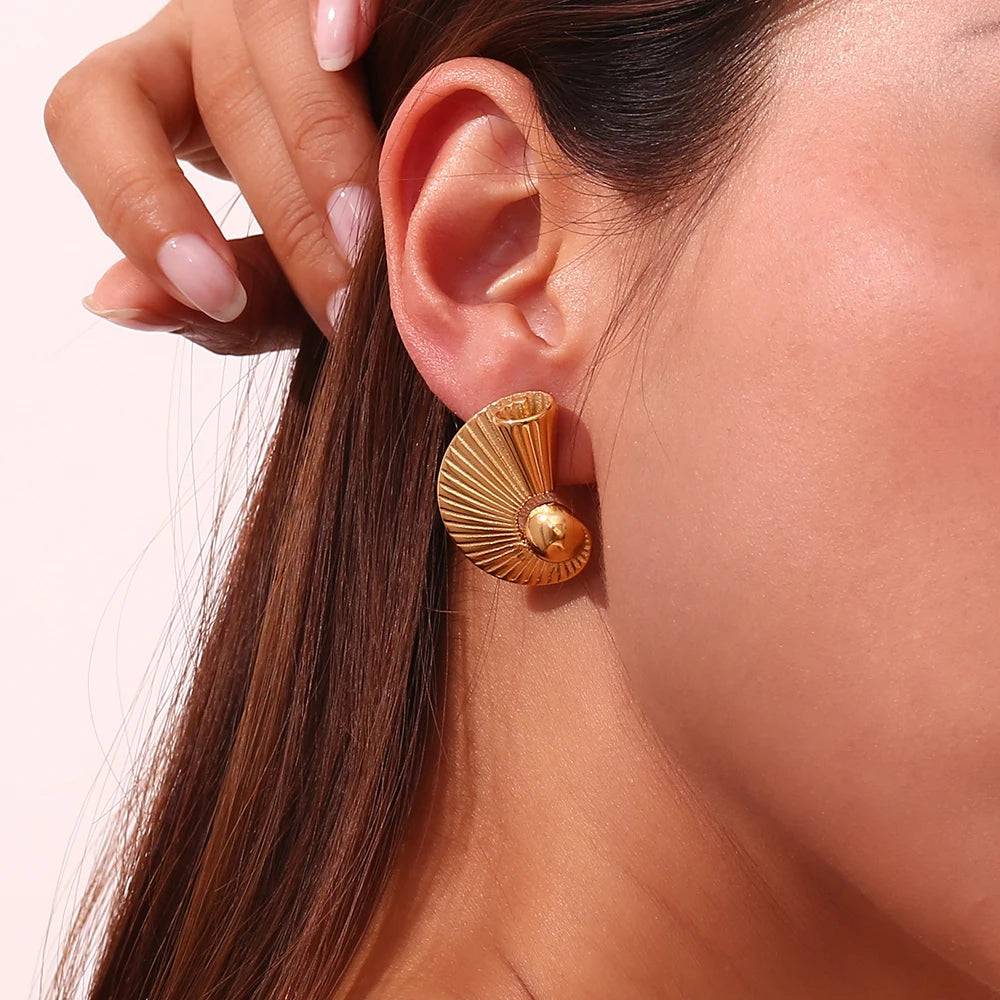 18K Gold Plated Stainless Steel Tarnish Free Spiral Earrings - Tarot Treasures