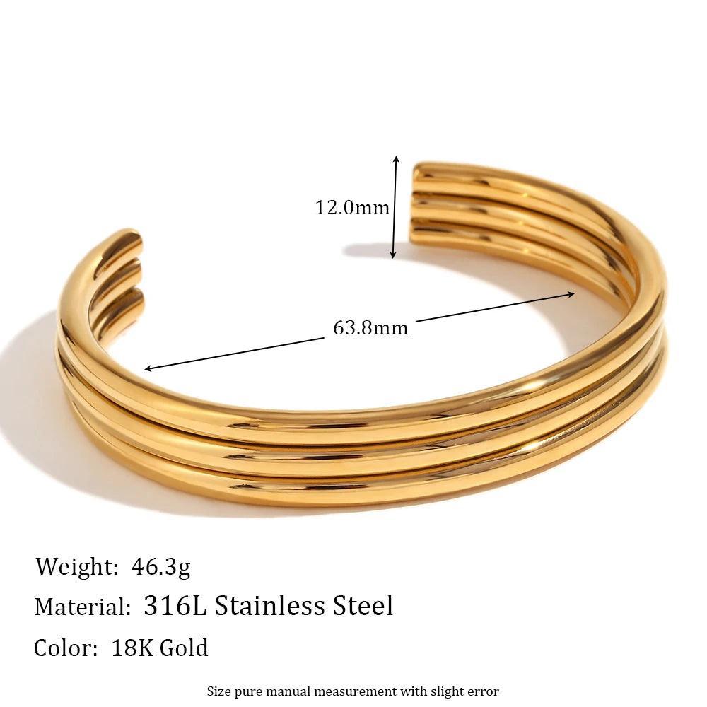 18K Gold Plated Three-layer Smooth Stainless Steel Tarnish Free Bracelet - Tarot Treasures