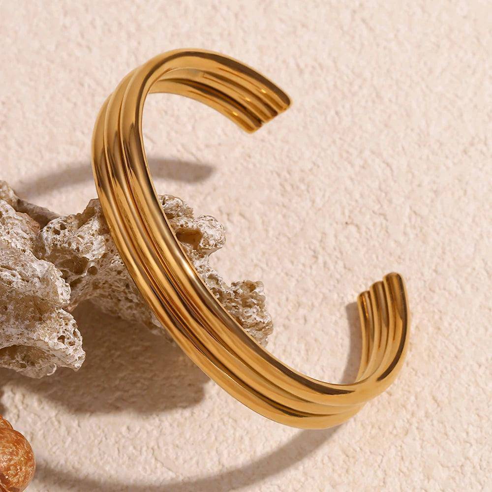 18K Gold Plated Three-layer Smooth Stainless Steel Tarnish Free Bracelet - Tarot Treasures