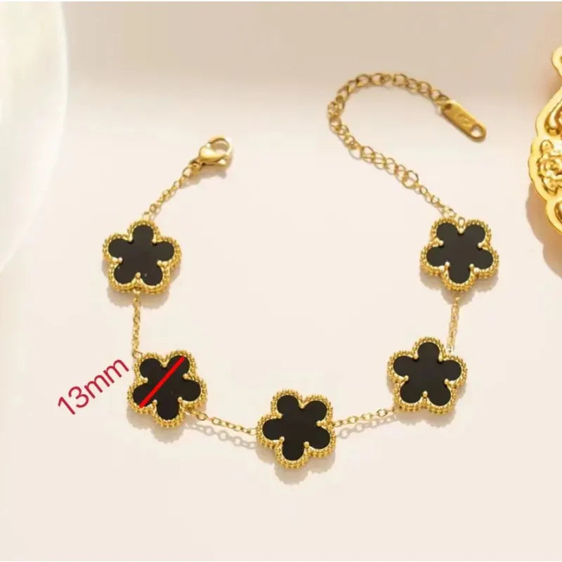 Five Leaf Clover Stainless Steel Tarnish Free Bracelet - Tarot Treasures