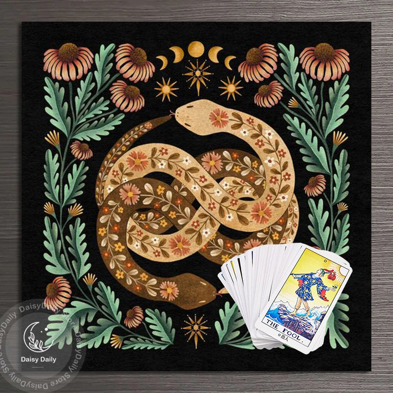 Floral Serpent Tarot Card Table and Altar Cloth - Tarot Treasures