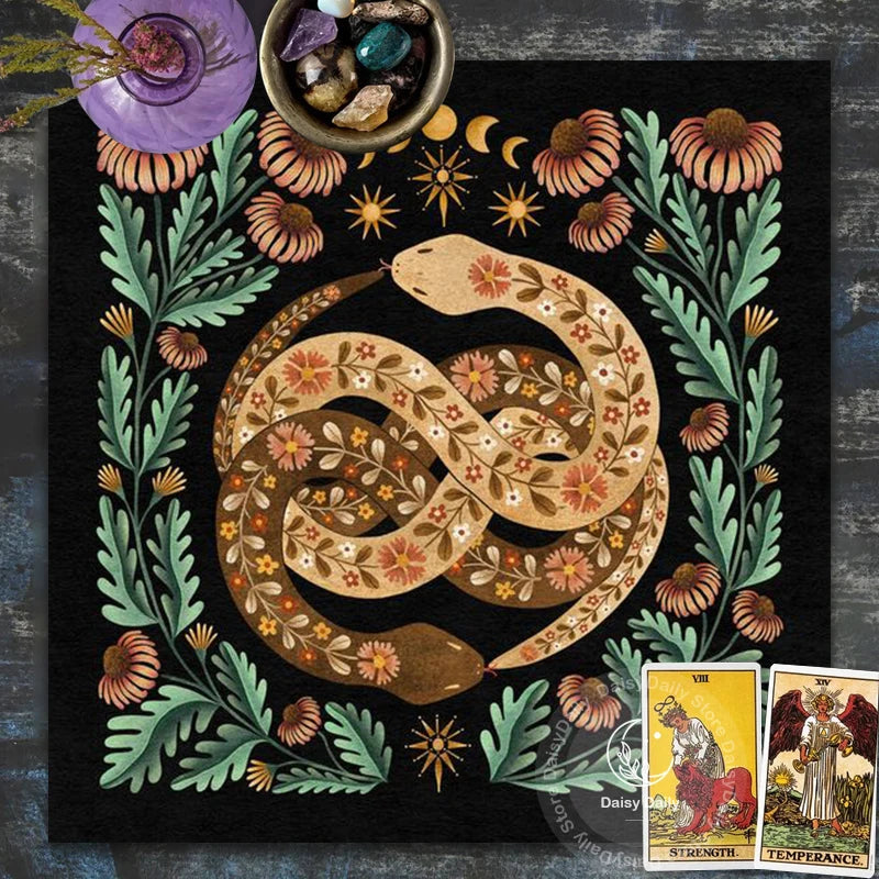 Floral Serpent Tarot Card Table and Altar Cloth - Tarot Treasures