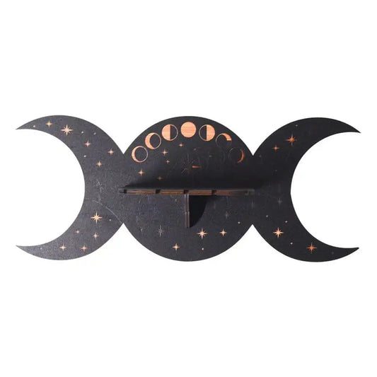 Stars - Triple Moon Crystal Wooden Display Shelf