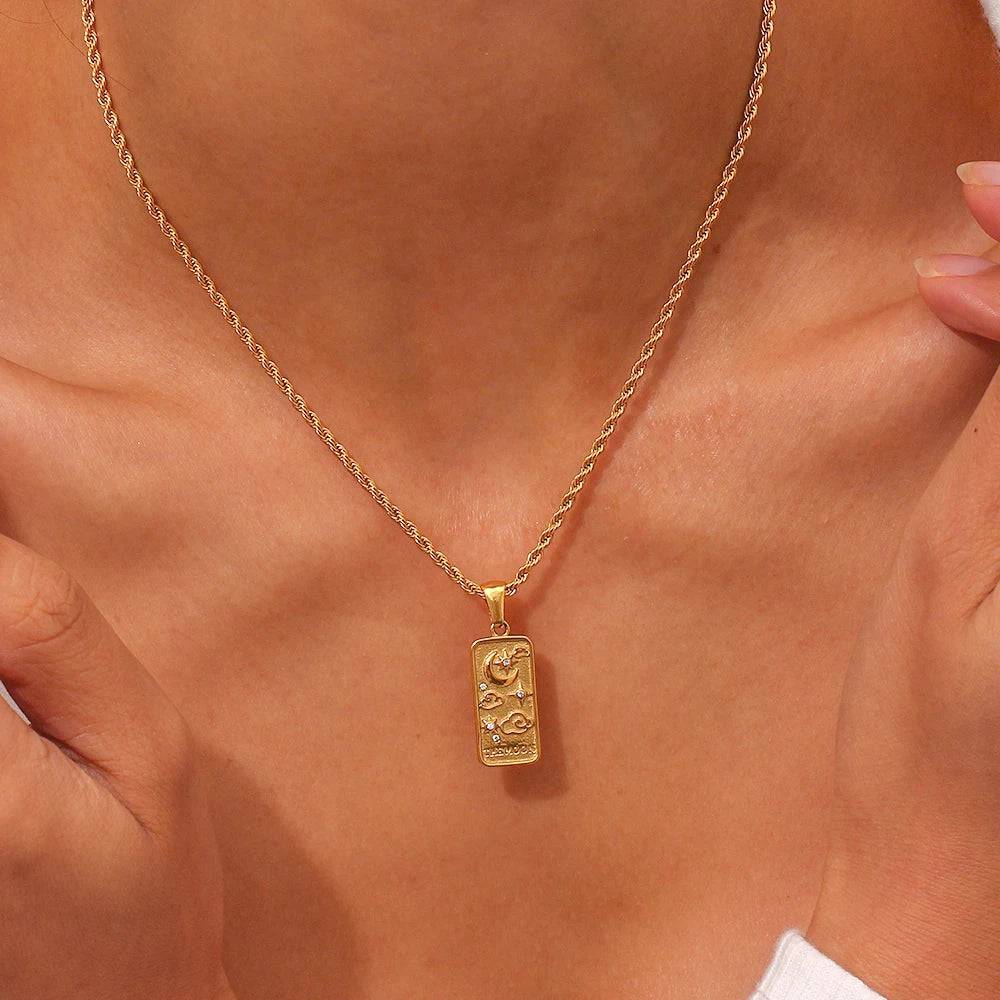 Strength NEW - 18K Gold Plated Tarot Card Pendant Necklace - Tarot Treasures