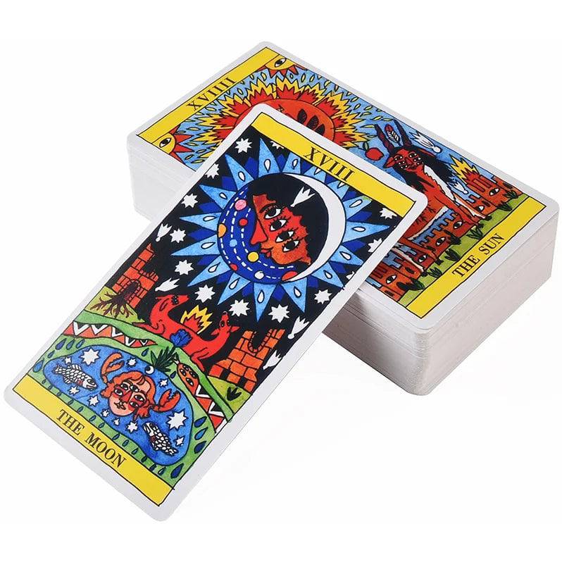 The Gilded Tarot 78 Piece Card Deck displayed with gold accents and intricate artwork