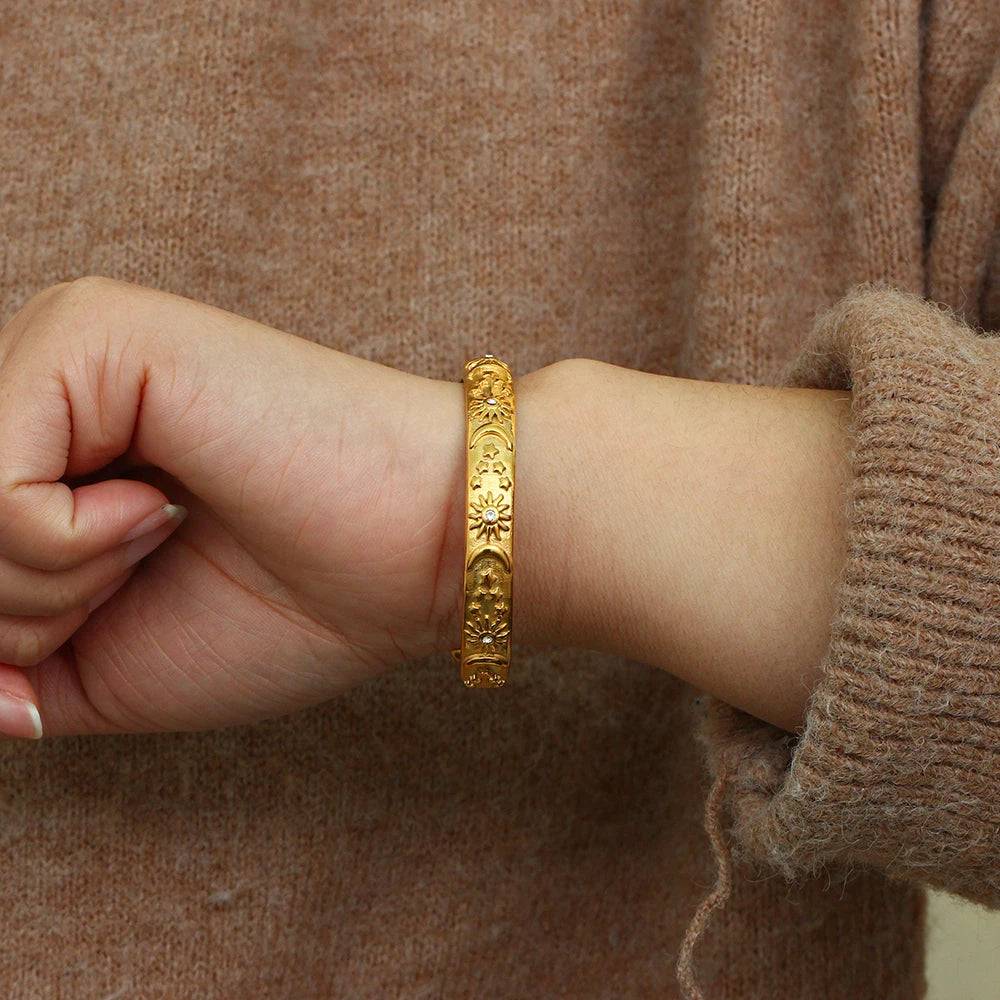 The Sun and Moon Cuff Stainless Steel Tarnish Free Bracelet - Tarot Treasures