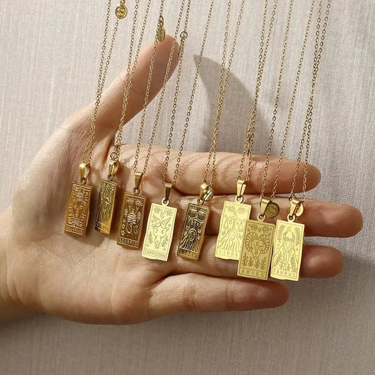 Vintage Zodiac Sign Pendant Necklace - Tarot Treasures