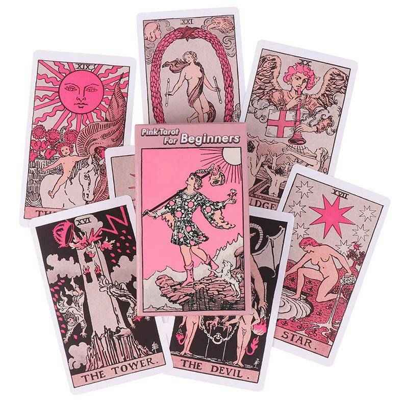 Pink 78 Piece Tarot Card Deck For Beginners - Tarot Treasures