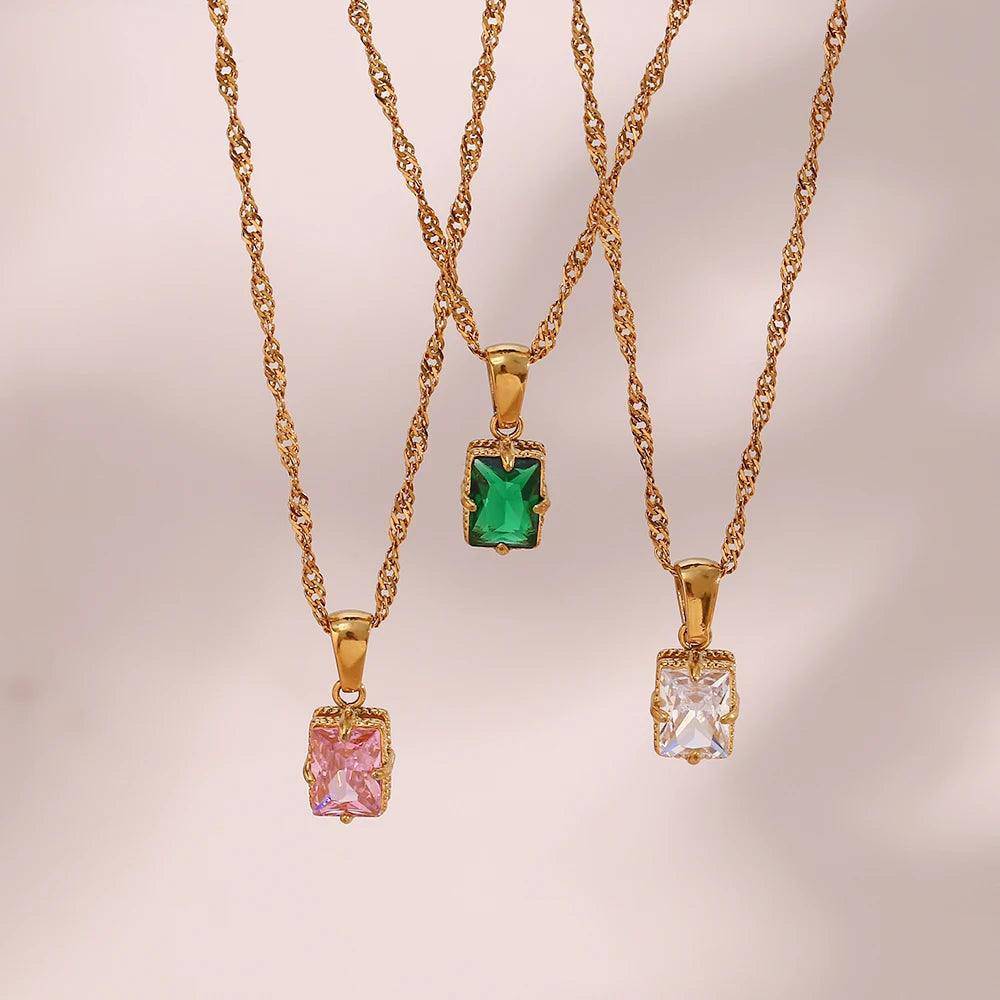 Dainty Rectangle Stainless Steel Tarnish Free Pendant Necklaces - Tarot Treasures