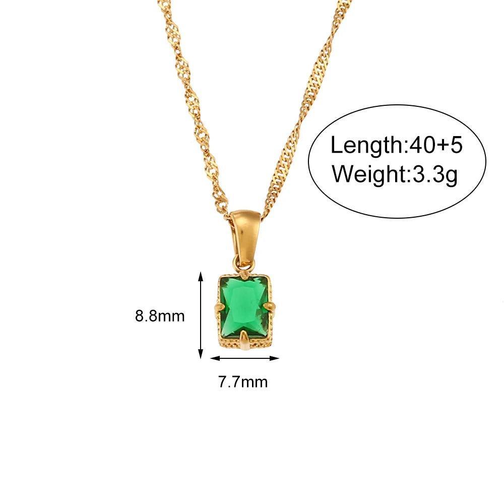 Dainty Rectangle Stainless Steel Tarnish Free Pendant Necklaces - Tarot Treasures
