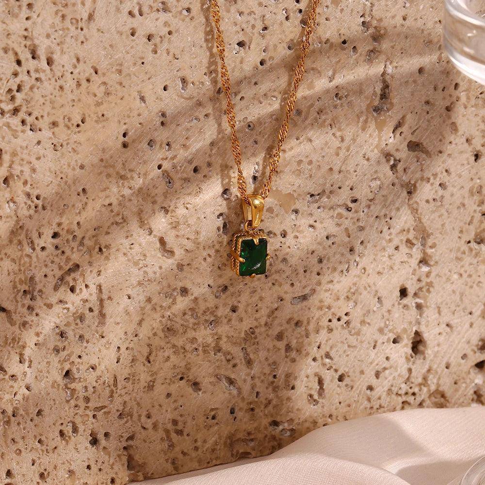 Dainty Rectangle Stainless Steel Tarnish Free Pendant Necklaces - Tarot Treasures
