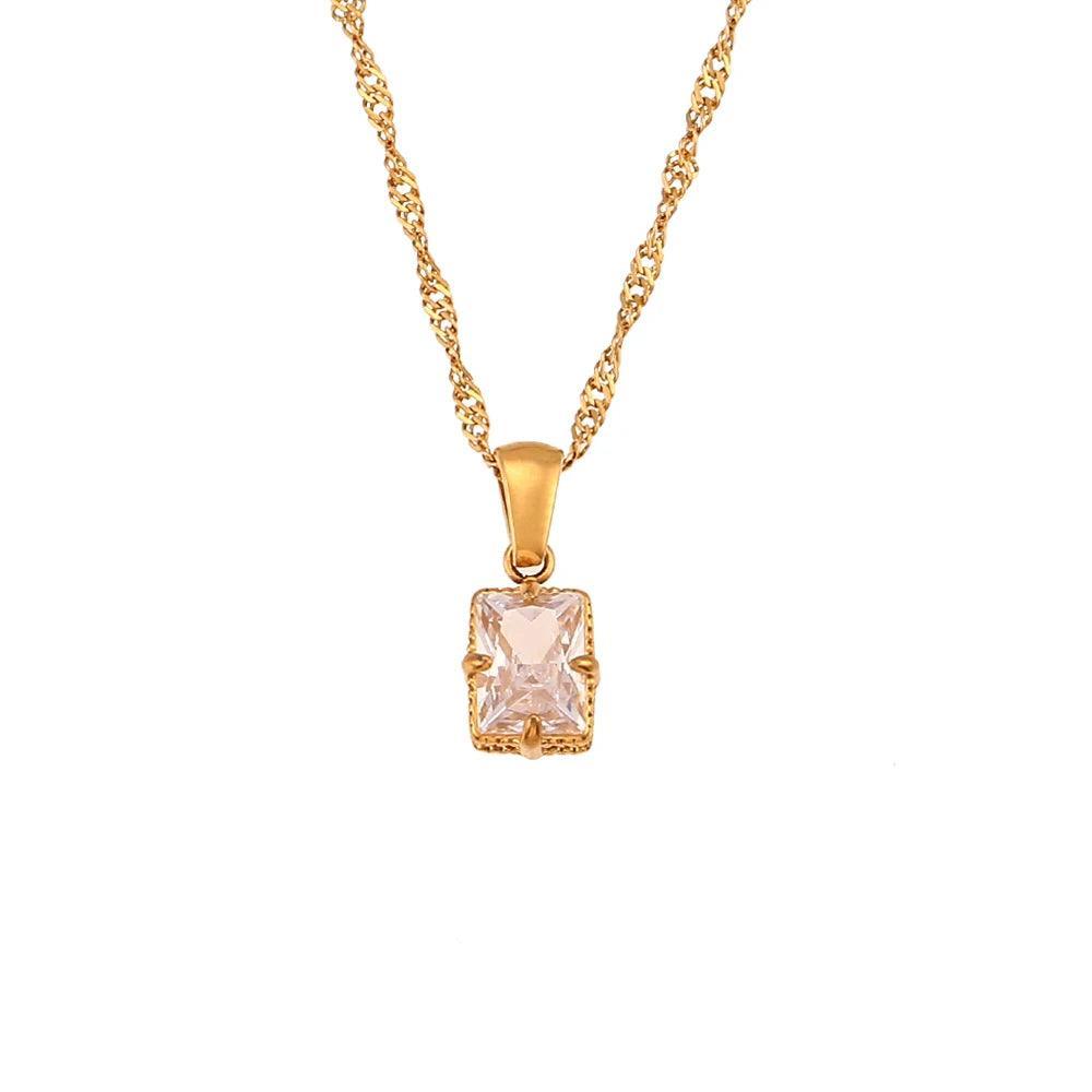 Dainty Rectangle Stainless Steel Tarnish Free Pendant Necklaces - Tarot Treasures