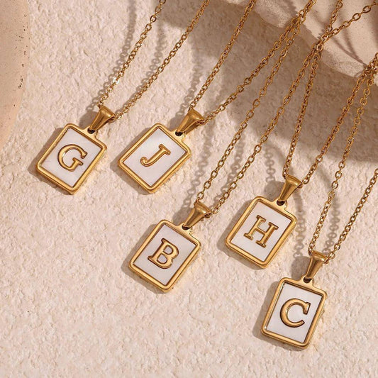 Mother of Pearl Initial Necklace - Tarot Treasures