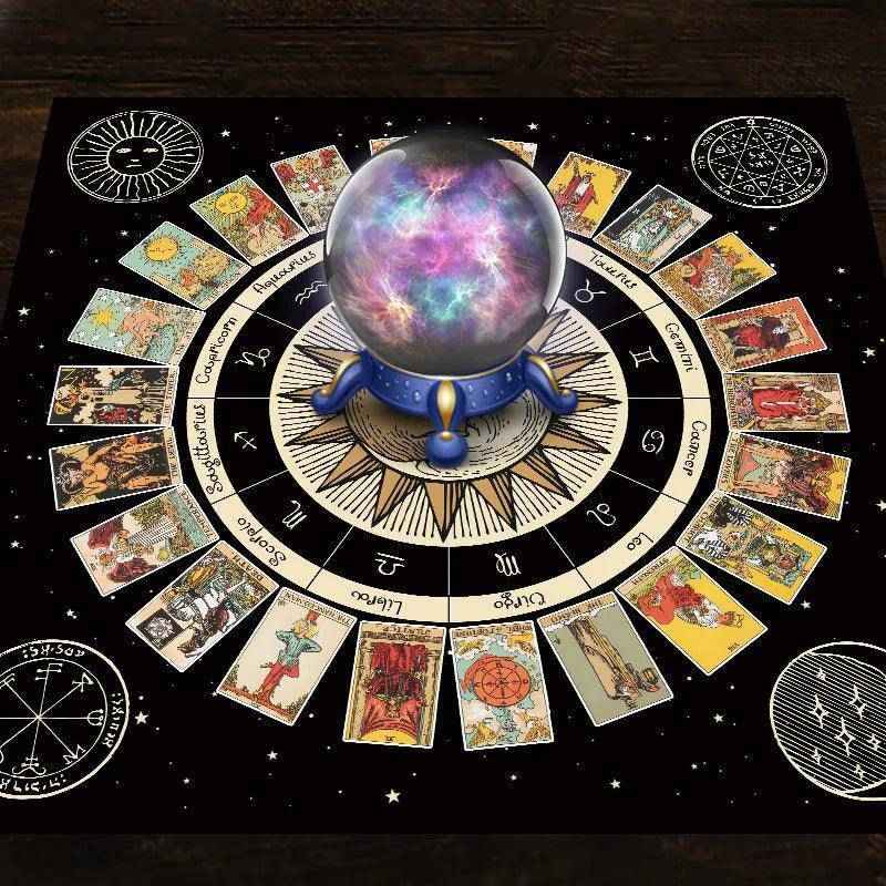 Zodiac and Sun Tarot Card Reading Divination Cloth - Tarot Treasures