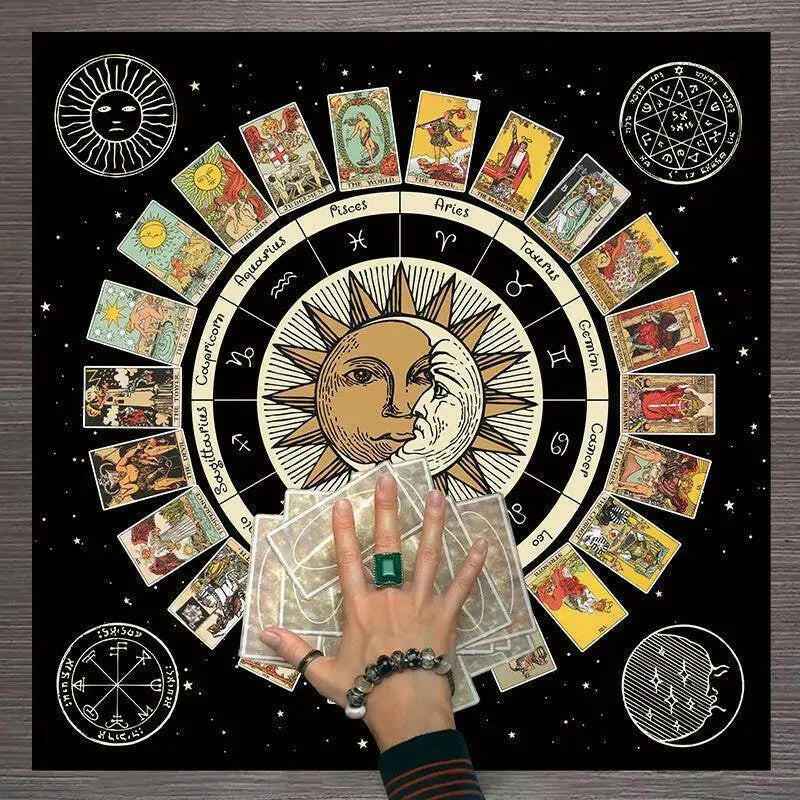 Zodiac and Sun Tarot Card Reading Divination Cloth - Tarot Treasures