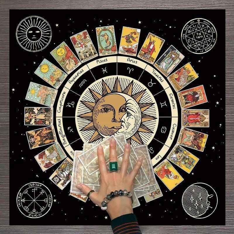 Zodiac and Sun Tarot Card Reading Divination Cloth - Tarot Treasures