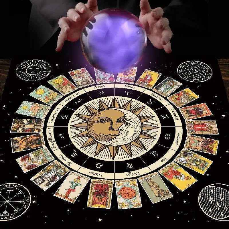 Zodiac and Sun Tarot Card Reading Divination Cloth - Tarot Treasures