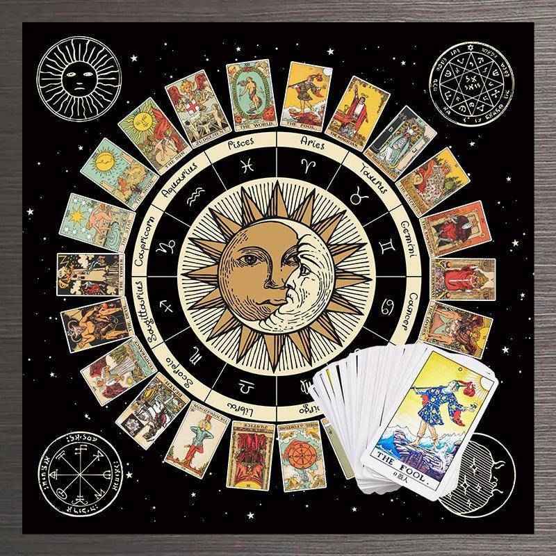 Zodiac and Sun Tarot Card Reading Divination Cloth - Tarot Treasures