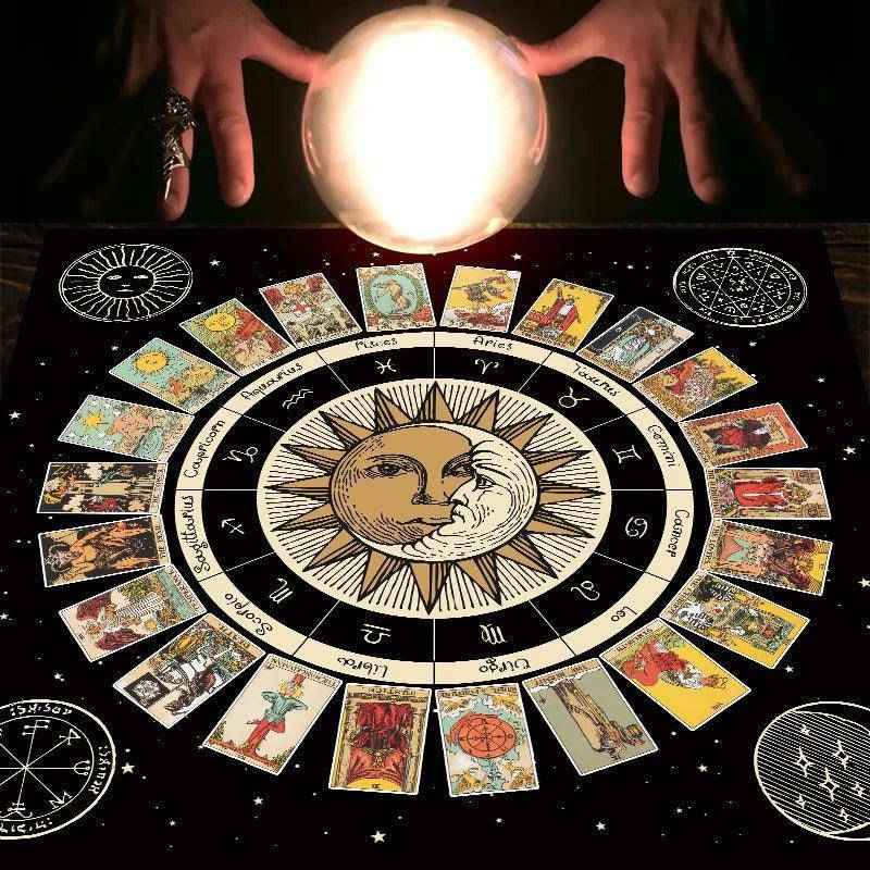 Zodiac and Sun Tarot Card Reading Divination Cloth - Tarot Treasures