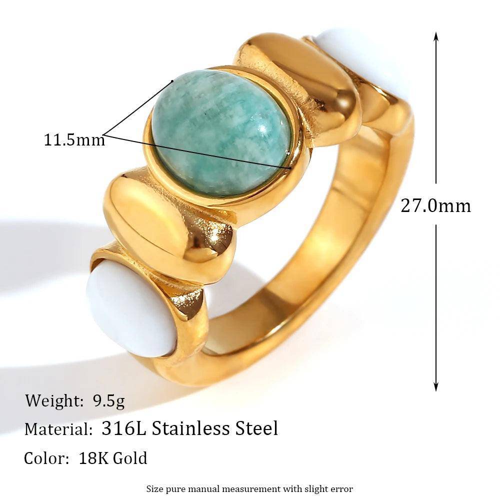 18K Gold Plated Amazonite Stone Stainless Steel Tarnish Free Jewellery Set - Tarot Treasures