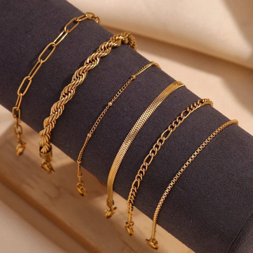 18K Gold Plated Chain Stainless Steel Tarnish Free Bracelet Collection - Tarot Treasures