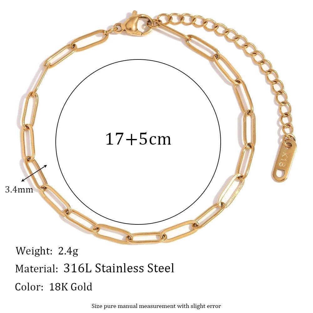 18K Gold Plated Chain Stainless Steel Tarnish Free Bracelet Collection - Tarot Treasures