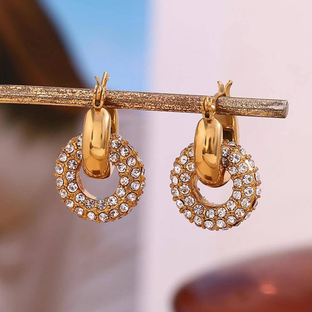 18K Gold plated Donut Drop Earrings - Tarot Treasures