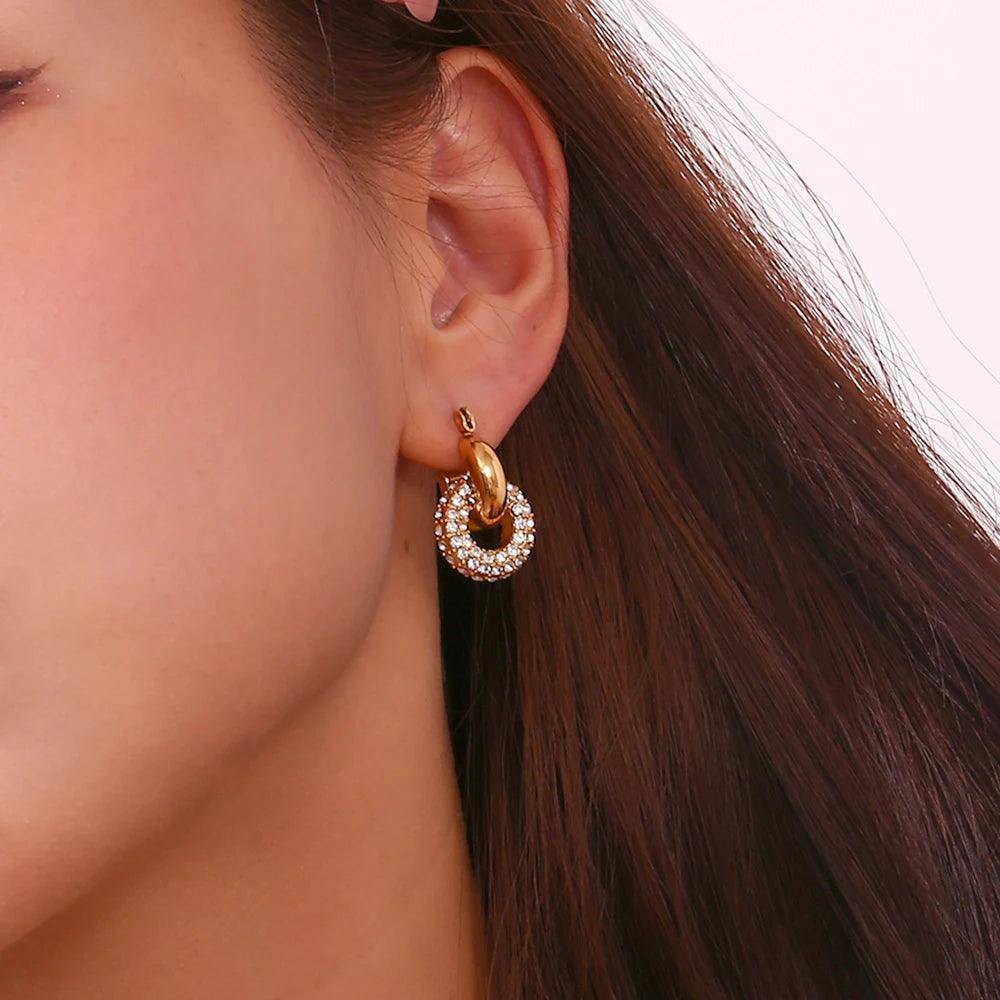 18K Gold plated Donut Drop Earrings - Tarot Treasures