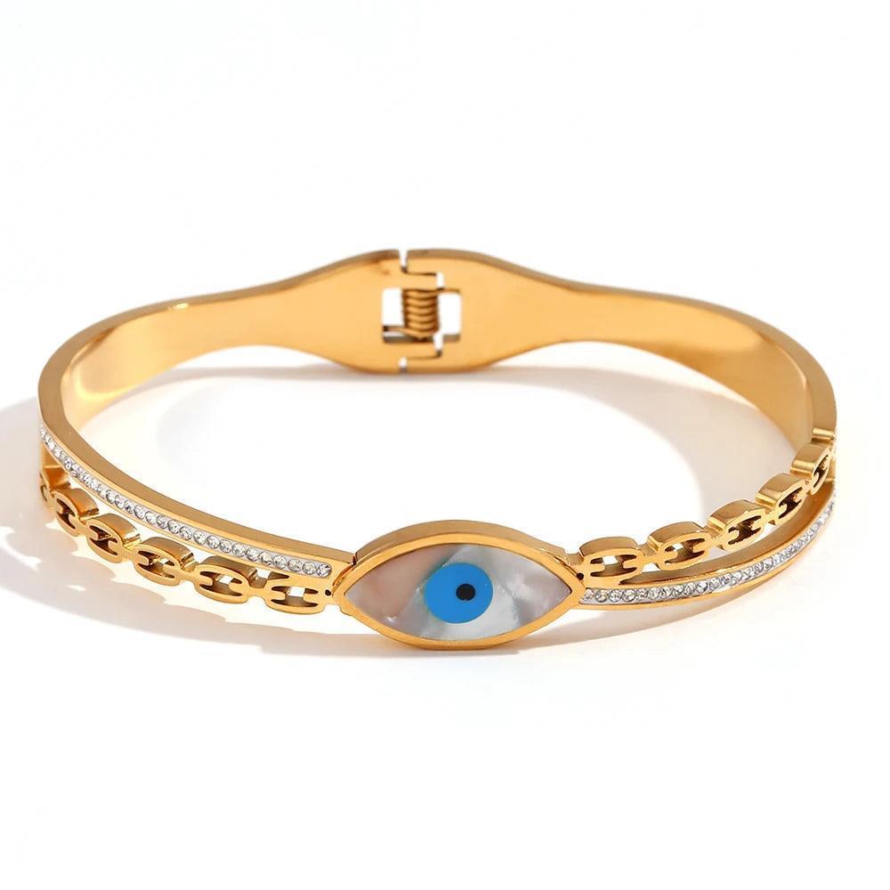 18K Gold Plated Evil Eye Stainless Steel Tarnish Free Bracelets - Tarot Treasures