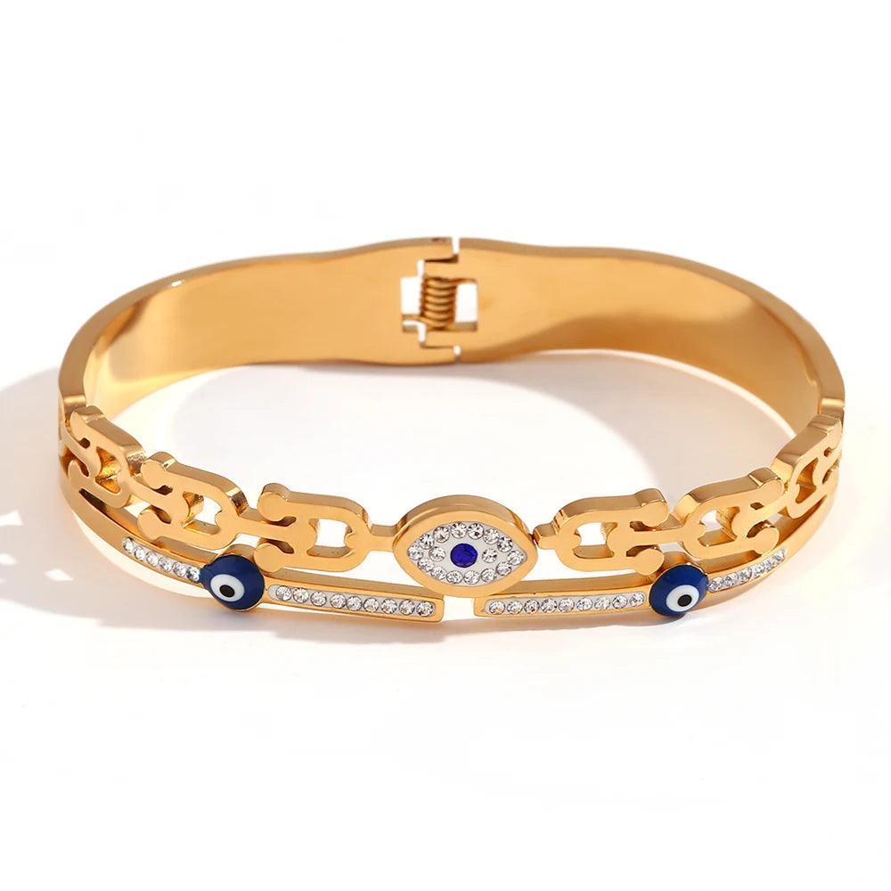 18K Gold Plated Evil Eye Stainless Steel Tarnish Free Bracelets - Tarot Treasures