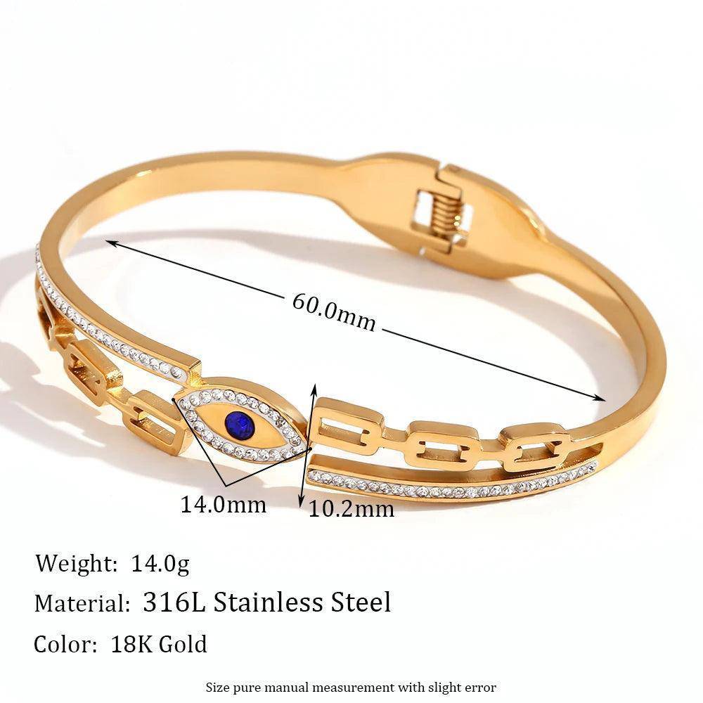 18K Gold Plated Evil Eye Stainless Steel Tarnish Free Bracelets - Tarot Treasures