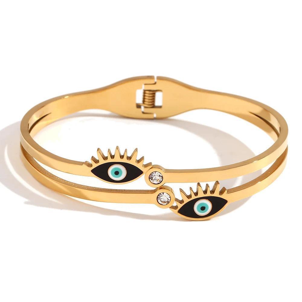 18K Gold Plated Evil Eye Stainless Steel Tarnish Free Bracelets - Tarot Treasures