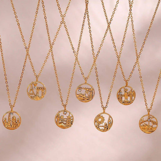 18K Gold Plated Famous Cities Stainless Steel Tarnish Free Pendant Necklaces - Tarot Treasures