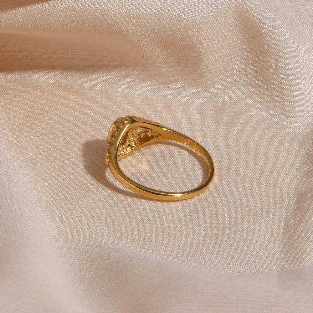 18K Gold Plated Faux Pearl Stainless Steel Tarnish Free Ring - Tarot Treasures