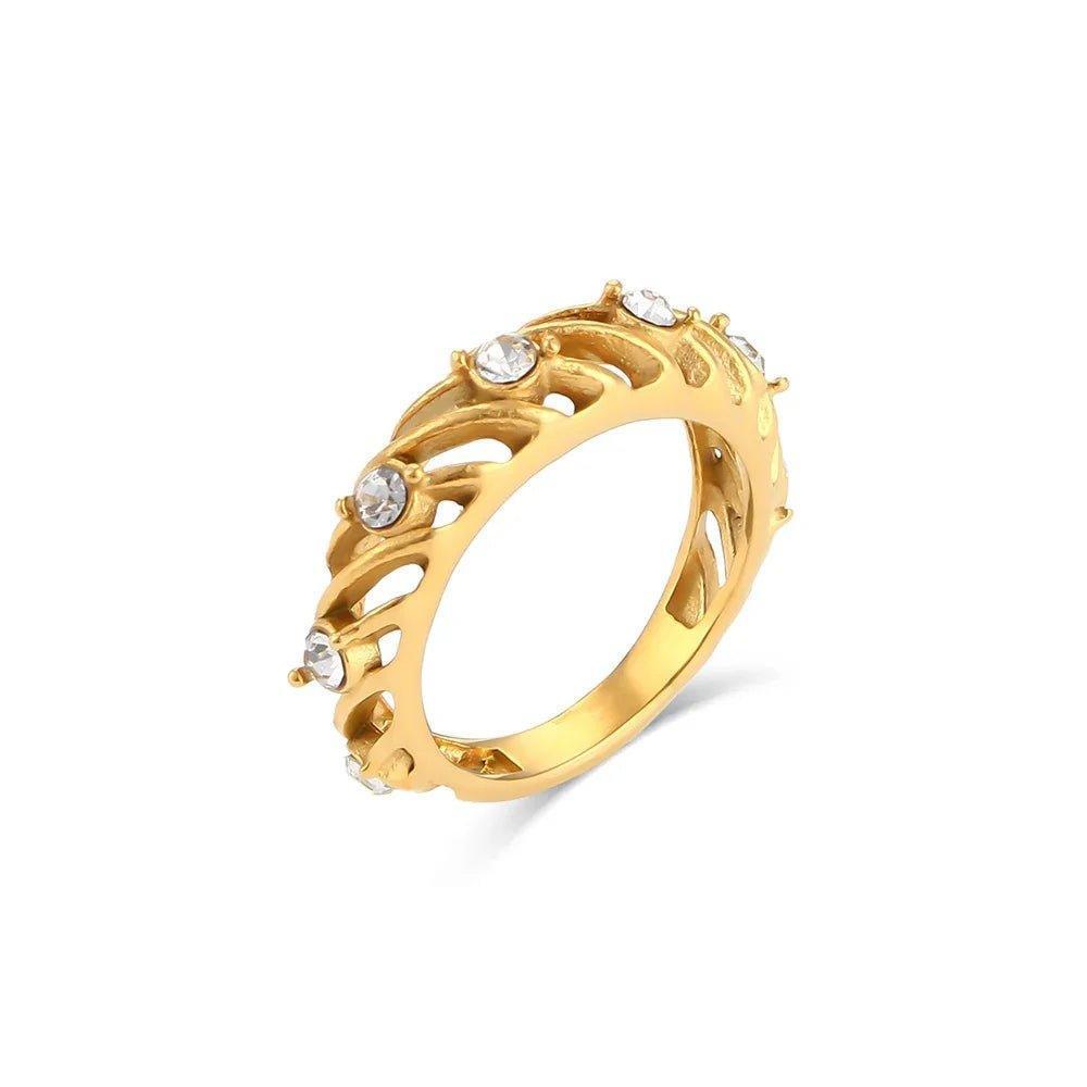 18K Gold Plated Faux Pearl Stainless Steel Tarnish Free Ring - Tarot Treasures