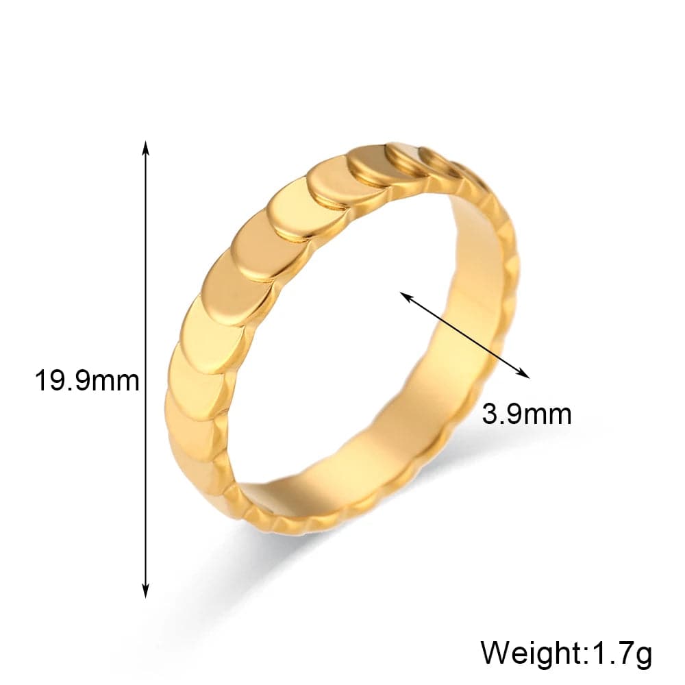 18K Gold Plated Fish Scale Stainless Steel Tarnish Free Ring - Tarot Treasures